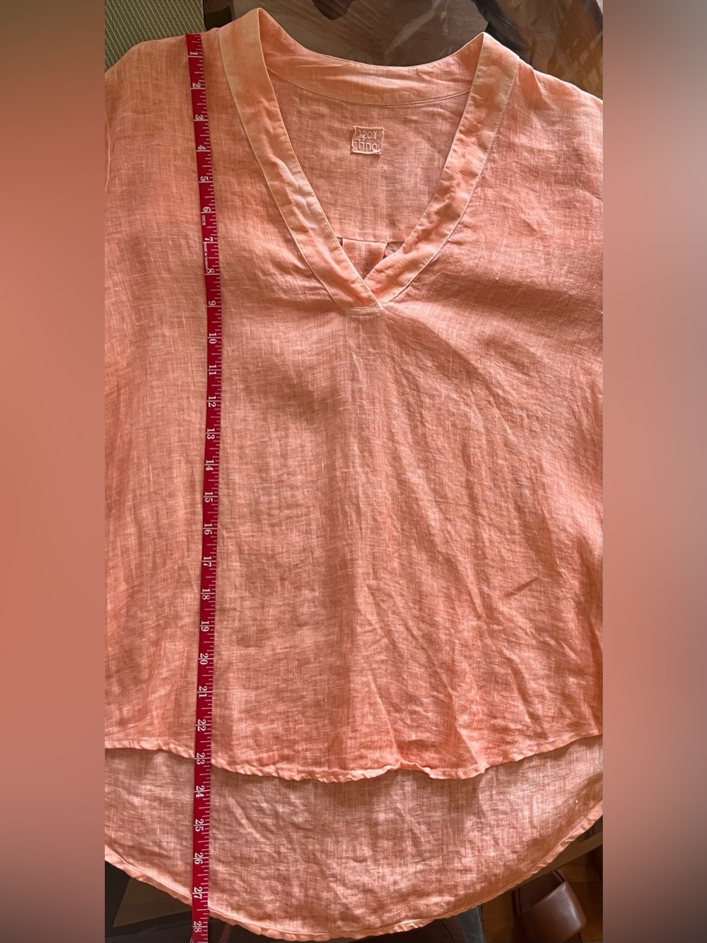 120% Lino Popover Pure Linen Shirt in Tangerine - Picture 10 of 16